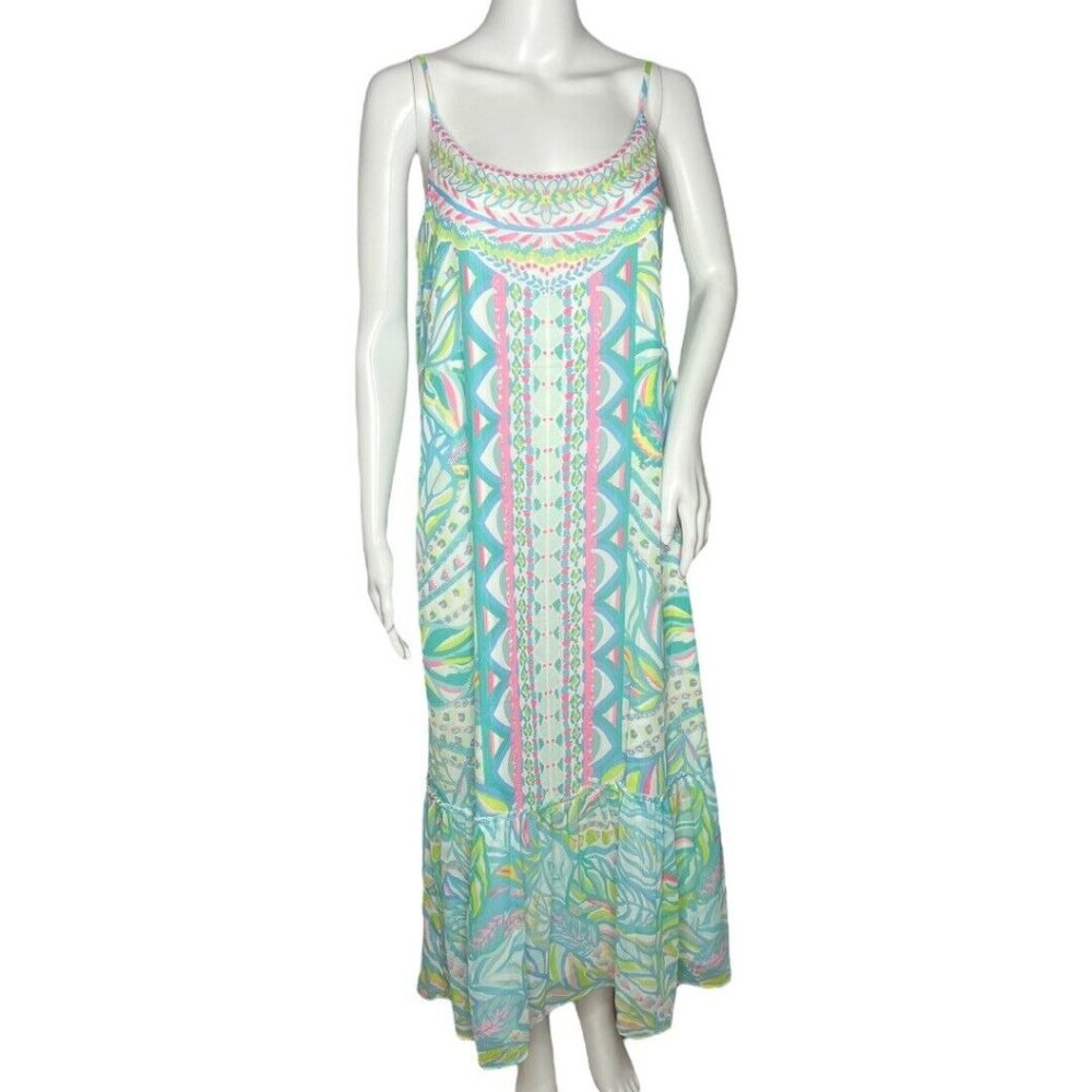 Lilly Pulitzer Dress Women Small Winni Midi Colorful Tropical Sleeveless Preppy